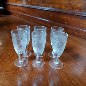 Set van zes vintage likeurglazen