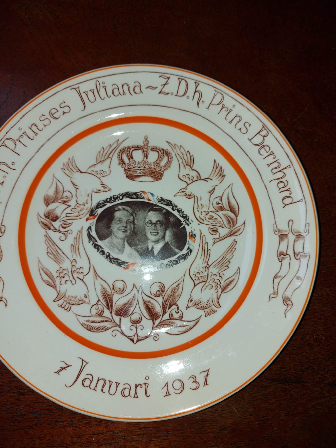 Wandbord Prinses Juliana en prins Bernhard